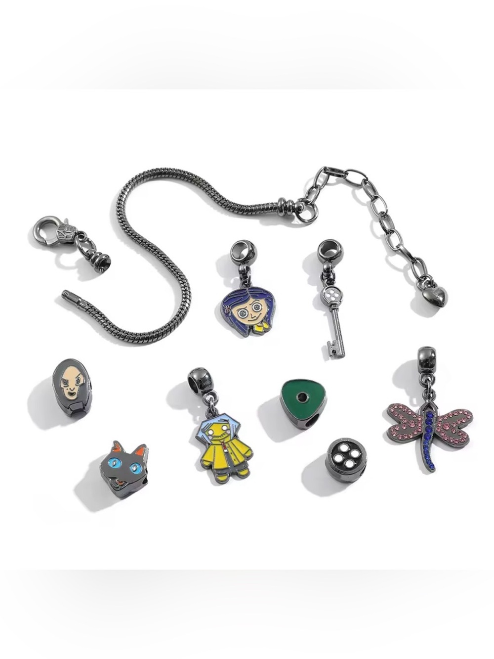 Coraline Theme Bracelet Kids Enamel Charm Bracelet with Yellow Raincoat CHARMS - Picture 6 of 7
